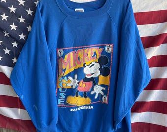 Vintage 80s Mickey Mouse California blue sweatshirt Size XXL by Sherry Myg.