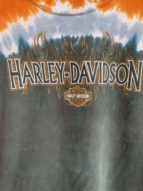 Vintage 90s Harley Davidson Tie dye long sleeves … - image 2