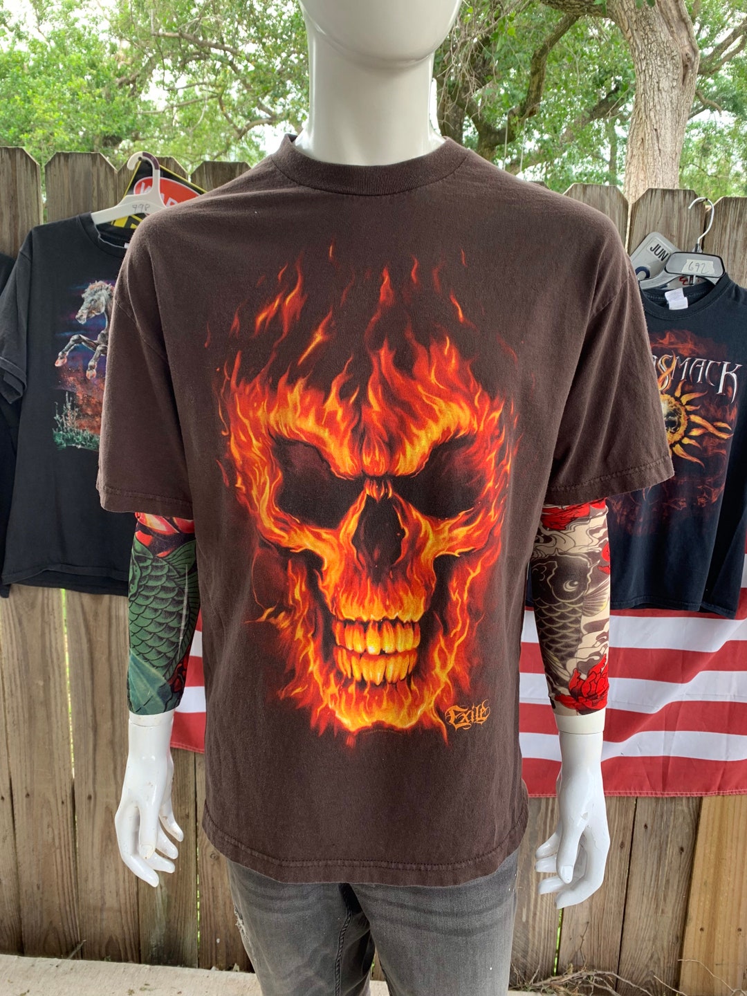 Vintage 90s-00s Exile Fire Skull T-shirt Size XL - Etsy Vintage 90s-00s Exile Fire Skull T-shirt Size XL - Etsy