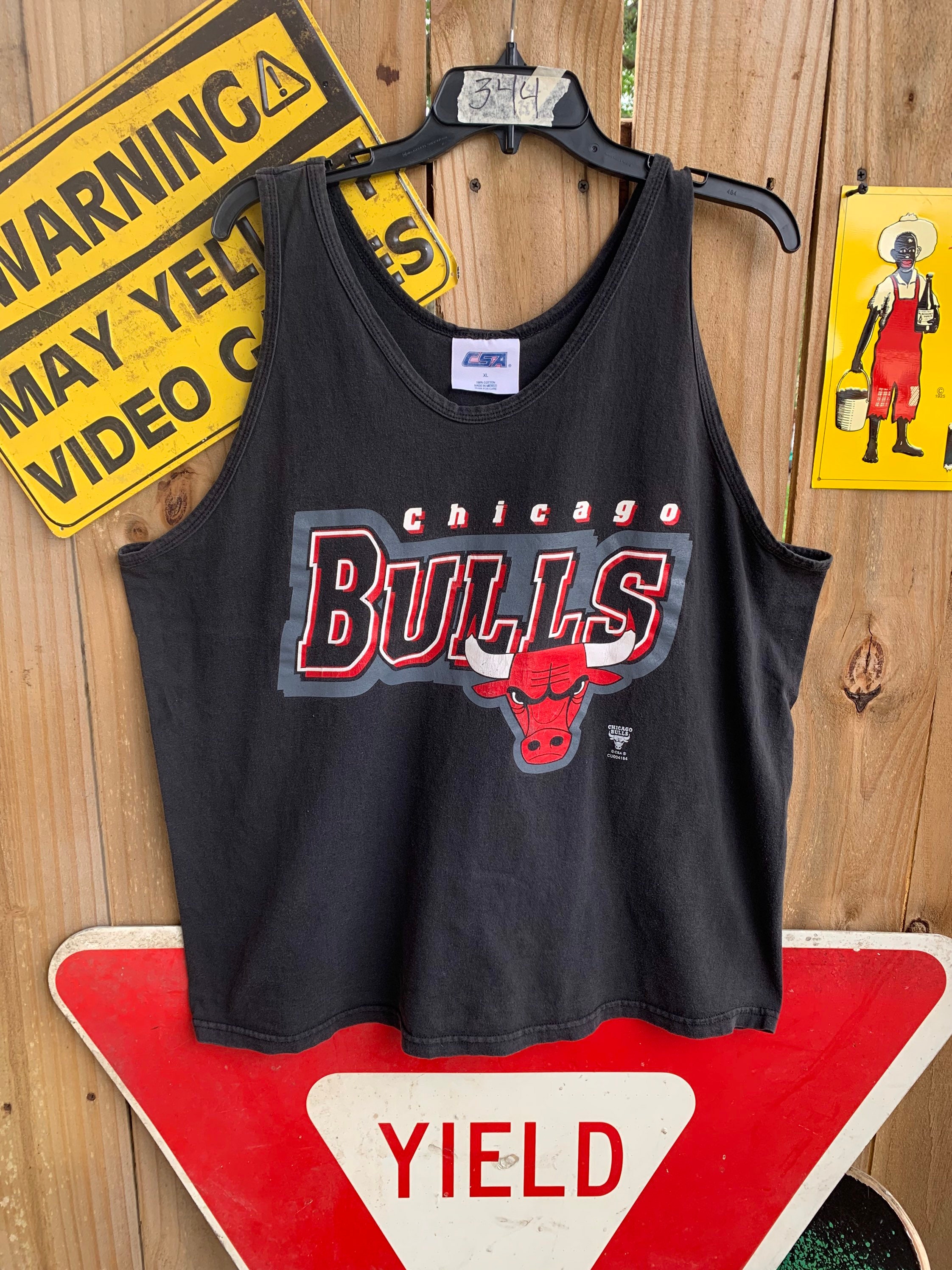 Kleding Gender-neutrale kleding volwassenen Tops & T-shirts Tanktops Vintage omkeerbare All Over Print Chicago Bulls Jersey L 