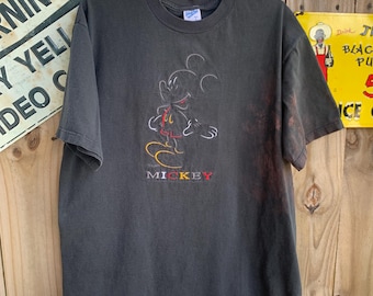 Vintage 90s Mickey Embroidered Tshirt By Velva Sheen Size L