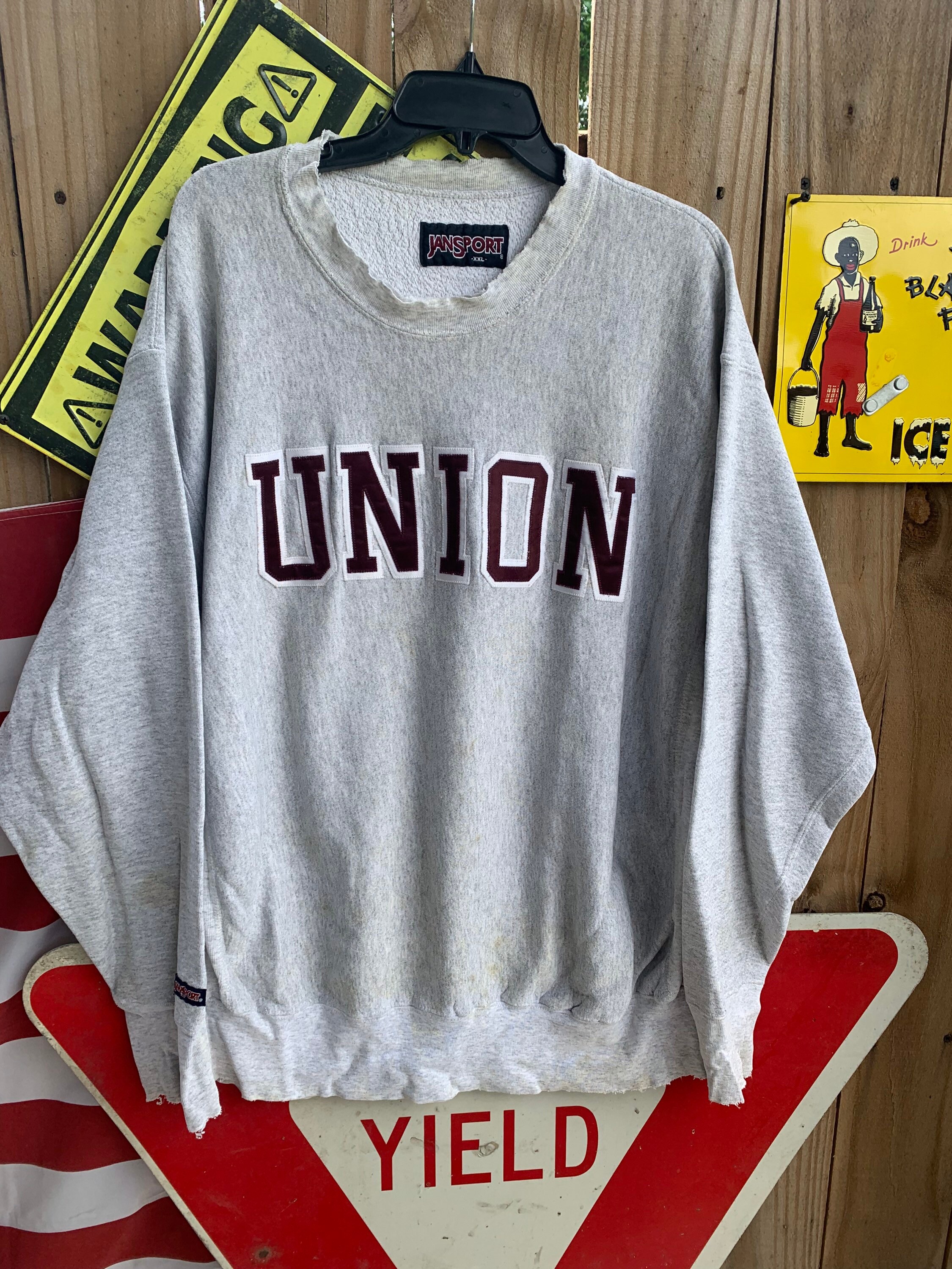 Vintage 90s Y2K University Of Delaware Sweatshirt Jansport Distressed  Thrashed