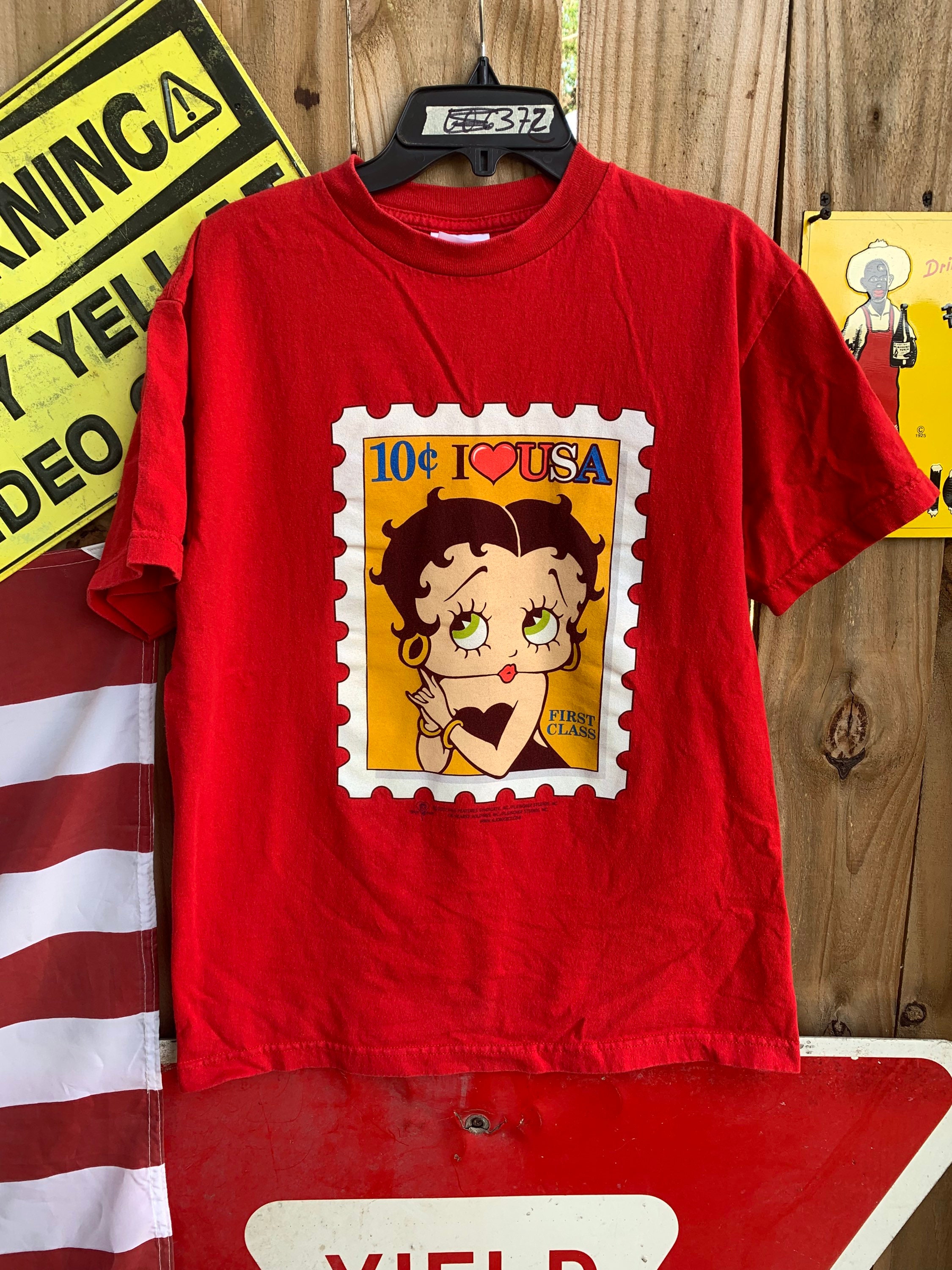 Vintage 2002 Betty Boop Stamp I Love USA First Class T-shirt Size