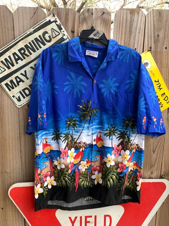 Chemise hawaïenne vintage des années 90 à manches courtes taille