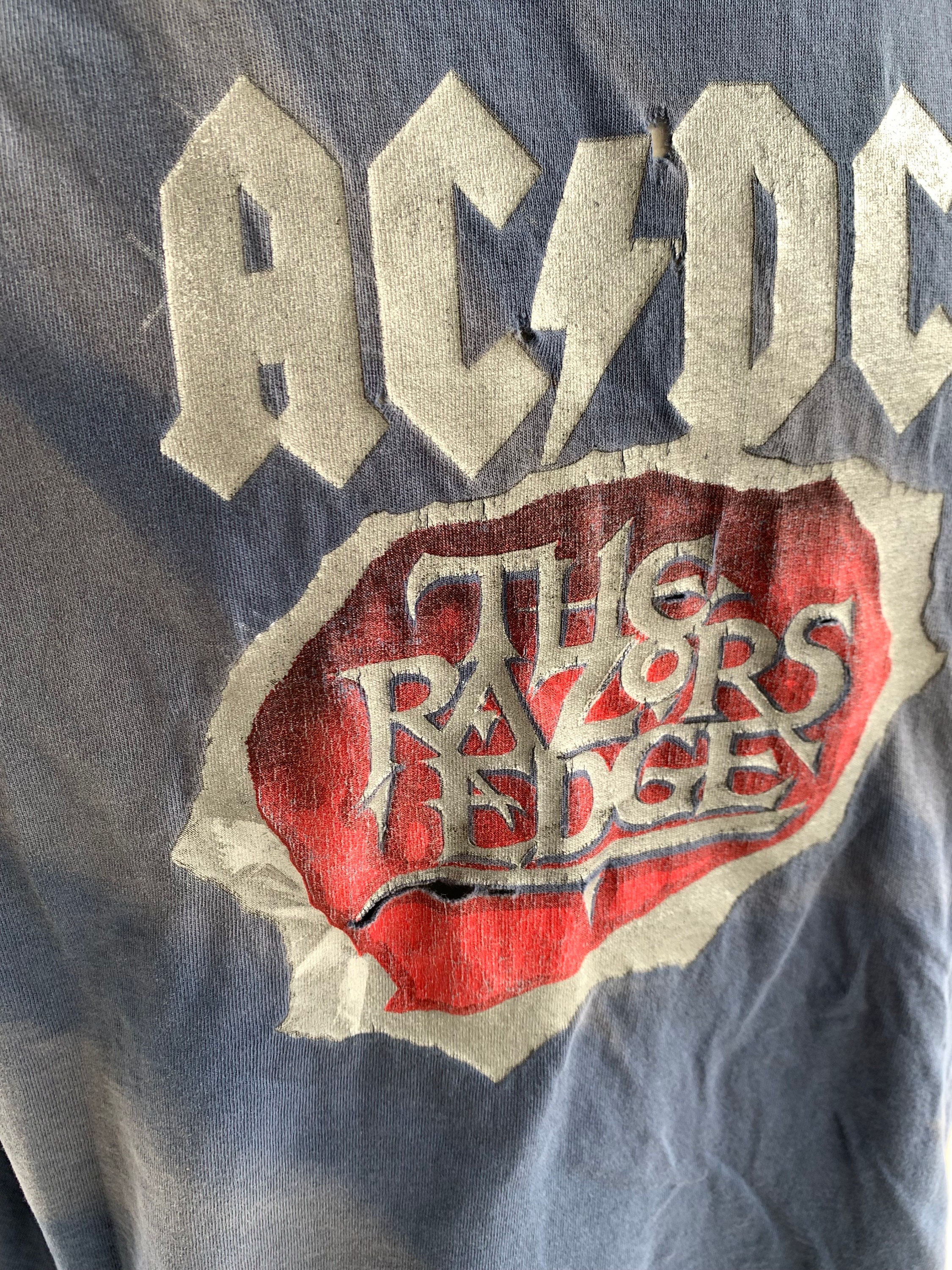 Vintage 90s Ac/dc the Razors Edge Tour Distressed T-shirt Size XL by ...