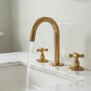 Unlacquered Brass Sink Faucet – Widespread Three-Hole Sink Fixture