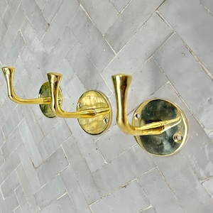 Unlacquered Solid Brass Wall Hook: Handmade Rustic Coat & Towel Hanger