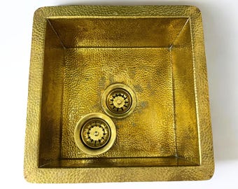Handcrafted Solid Brass Kitchen Sink: Undermount Farmhouse Style, Free Strainer