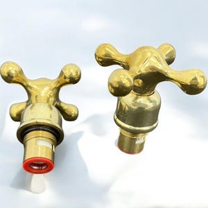 Unlacquered Brass Faucet Handles Set - Pair with Lever, Star, and Simple Designs