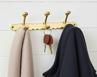 Unlacquered Brass Wall Hooks – Smooth Solid Brass Coat Rack