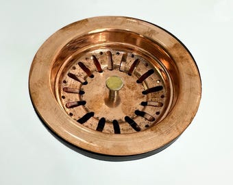 Unlacquered Copper Sink Strainer: 3.5" Rustic Farmhouse Drain Cover