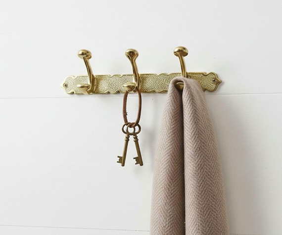 Hammered Brass Wall Hooks – Handcrafted Solid Brass Coat Rack, Hanger for Towels & Bags
