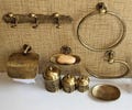 Bronze Bathroom Accessories Set – Includes Soap Dish, Toilet Paper Holder, Towel Holder, Hooks, and 3 Candle Lamps product logo