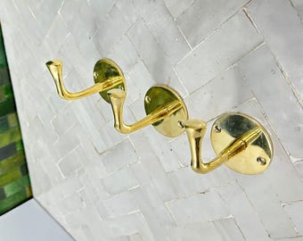 Unlacquered Solid Brass Wall Hook: Handmade Rustic Coat & Towel Hanger