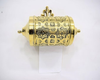 Vintage Victorian Engraved Brass Toilet Roll Holder