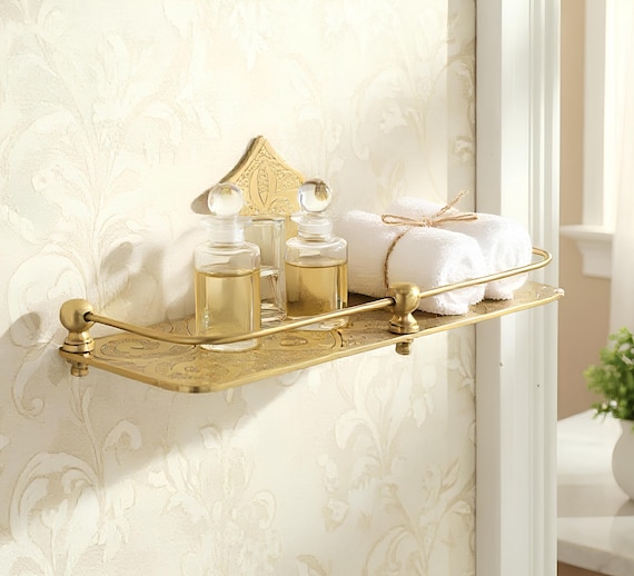 Solid Brass Wall Shelf – Handmade Moroccan Floating Shelf with Hand Engraving | Oil Bronze Finish