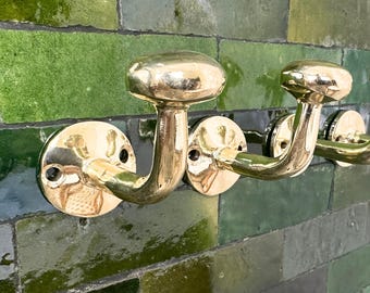 Unlacquered Brass Wall Hook: Solid Vintage Style, Easy Mount