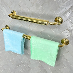 Handmade Solid Brass Towel Bar: Moroccan Bathroom Decor