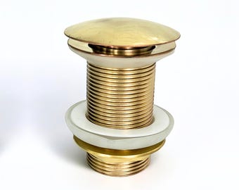 Handmade Unlacquered Brass Pop-Up Sink Drain