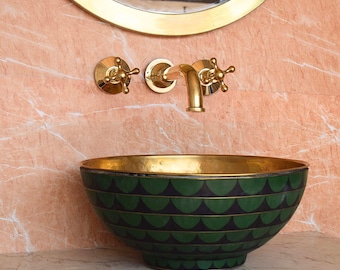 Handmade Brass Wall Mounted Bathroom Faucet - Unlacquered Finish