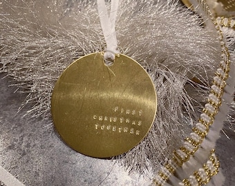 First Christmas Together | Handstamped Brass Keepsake Ornament