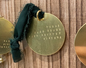 Sisters  |  Hand Stamped Brass Keepsake Ornament