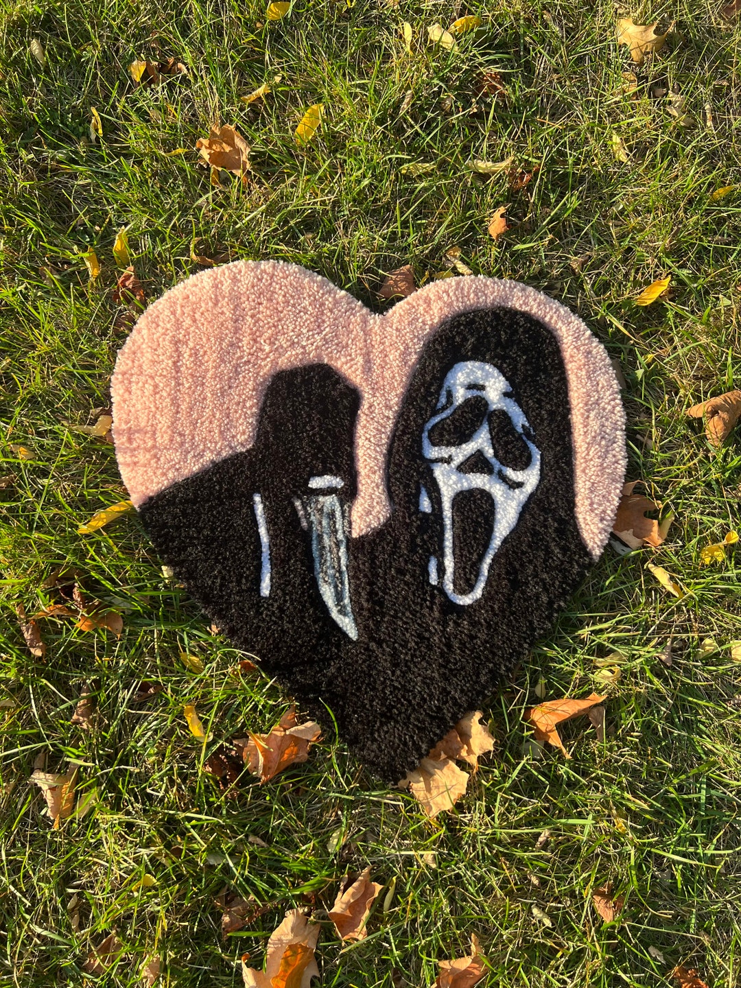 Scared Heart Rug Scream Ghost Face Heart Rug - Etsy