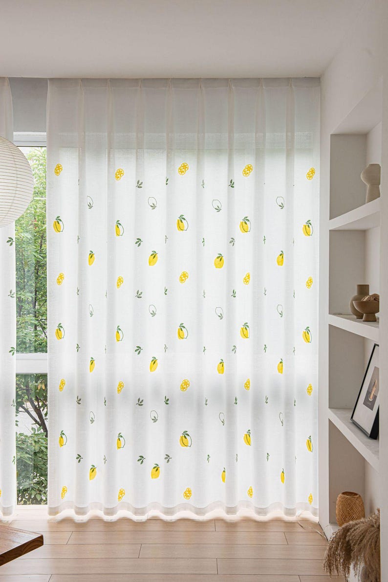 Custom Curtains Lemon Net Sheer Voile Curtain for Bedroom Living Room ...