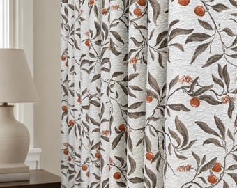 Custom Farmhouse Drapes Botanical Linen Thick Curtains For Bedroom Living Room