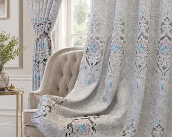 Personalizza tende jacquard grigie lussuose e trasparenti in stile europeo per camera da letto, soggiorno e patio.