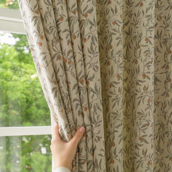 Custom Farmhouse Drapes Botanical Printed Linen Curtains For Bedroom Living Room