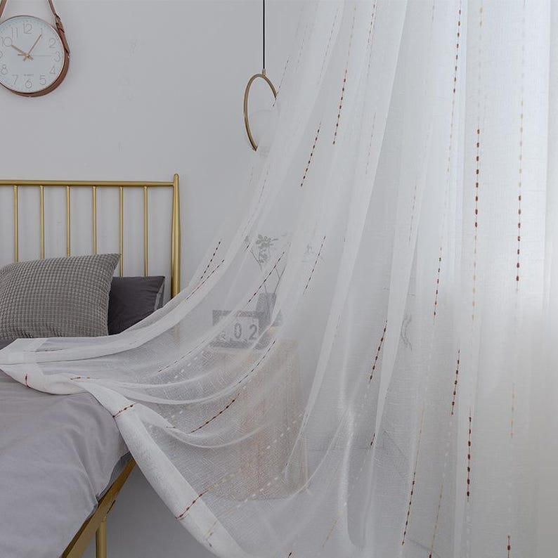 Custom Curtains Colours Stripe Net Sheer Voile Curtain for Bedroom ...