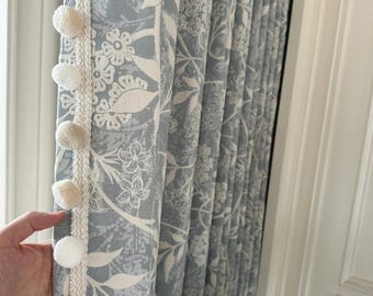 3 Colours Floral Jacquard Curtain Panel, Botanical Pattern Window Drapes, Farmhouse Polyester Curtains