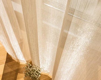3 Colours Sheer Curtain Panel, Luxury Sparkle , Light Filtering Window Drapes, Elegant Gold Mesh Curtain for Living Room Bedroom