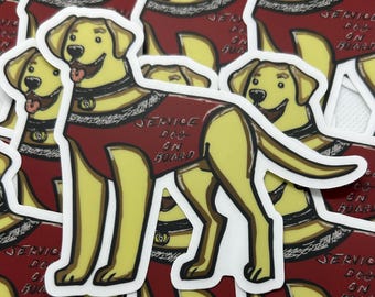 Service Dog Sticker: Labradoor Yellow Lab English Cream Waterproof Weatherproof Car Bumper Decal