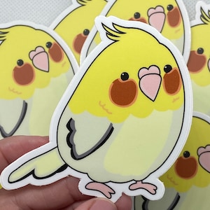 Pudgy Cockatiel Sticker - 3” Jumbo Plump Lutino Vinyl Waterproof Weather-Resistant Decal
