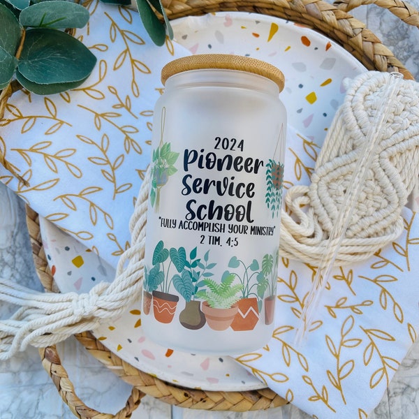 2025 Pioneer Service School Can Glass Tumbler, pioneer school gift, pioneer tumbler, jw gift, JW Pioneer, Pioneer school