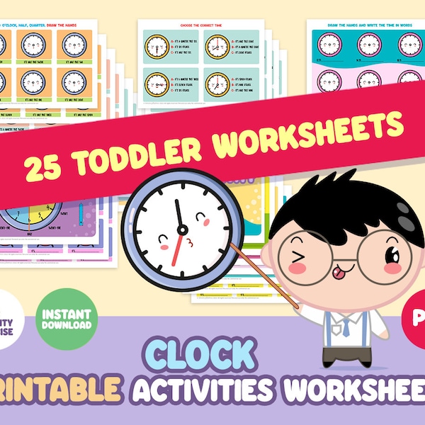 Clock activity book for kids -Digital Montessori- ENGLISH VERSION