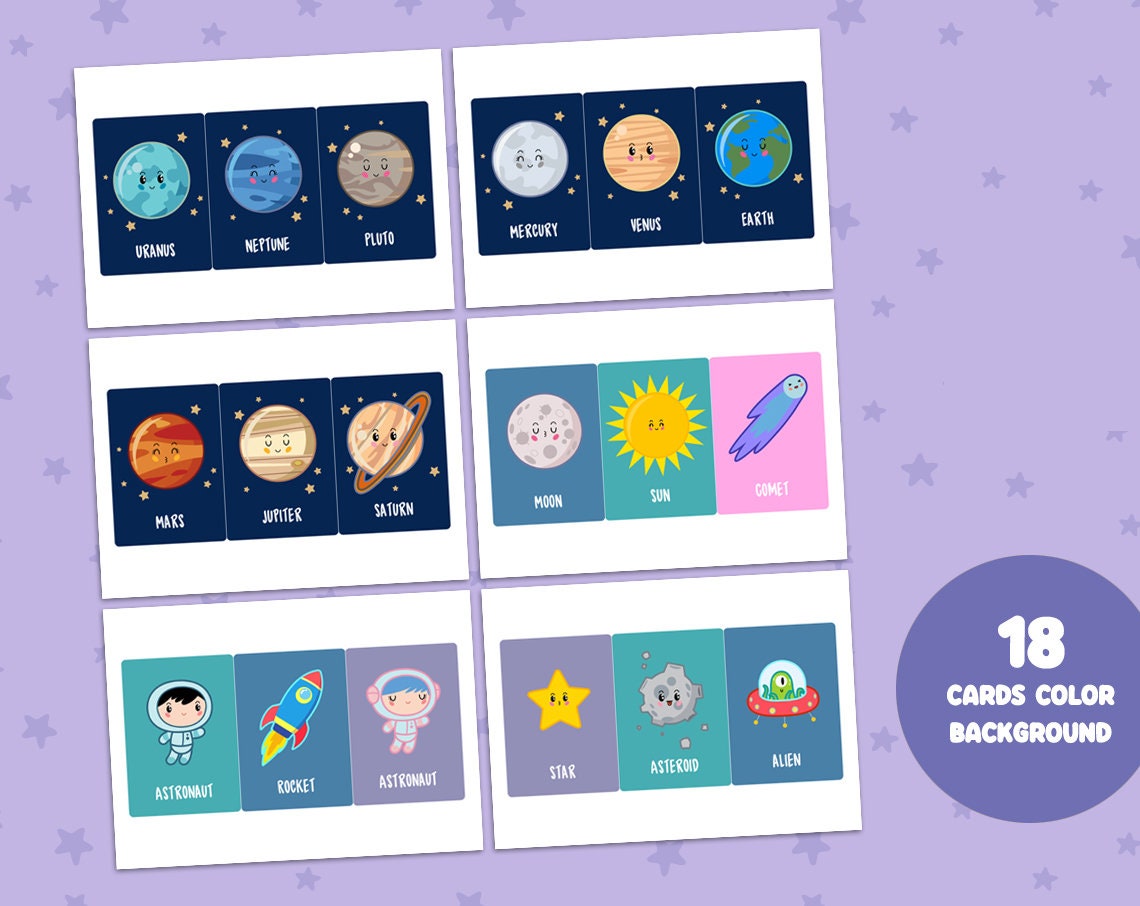 Solar System Flashcards for Kids Digital and Text Editable Montessori ...