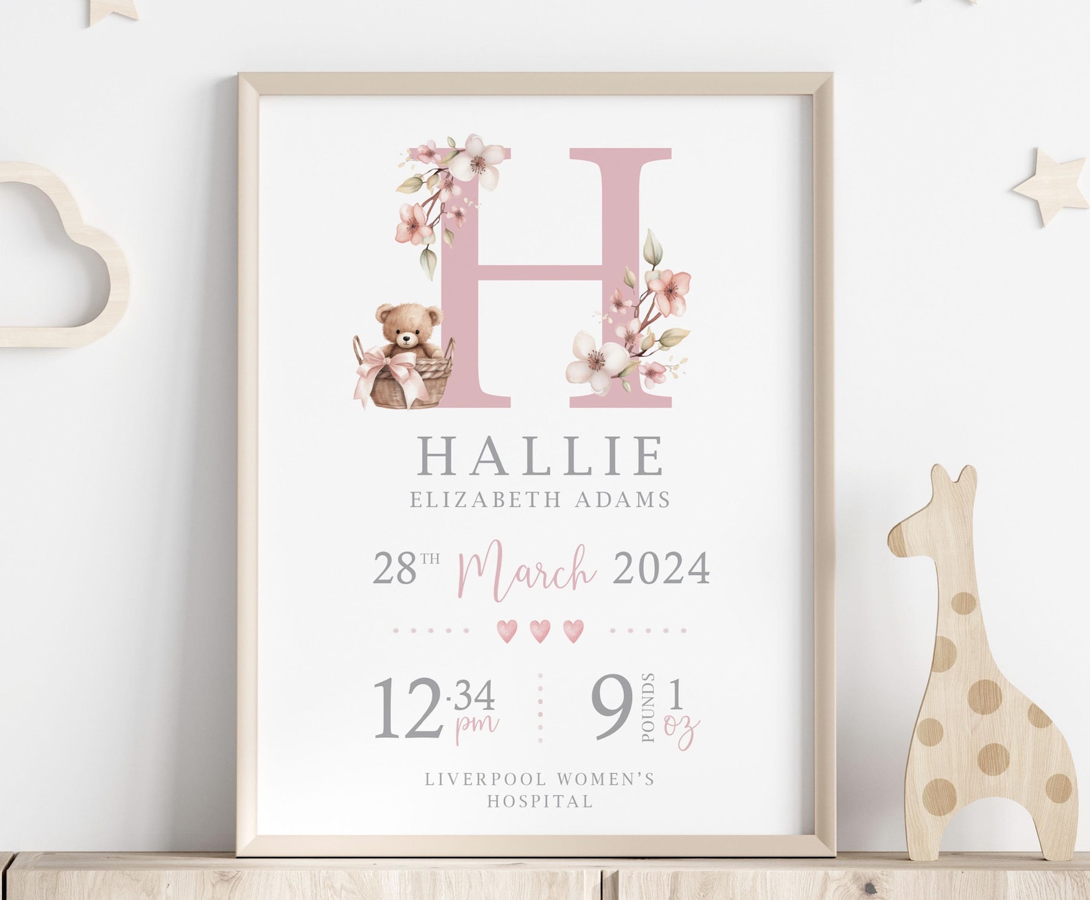 Personalised Birth Details Print | New Baby Gift | Custom Baby Keepsake ...
