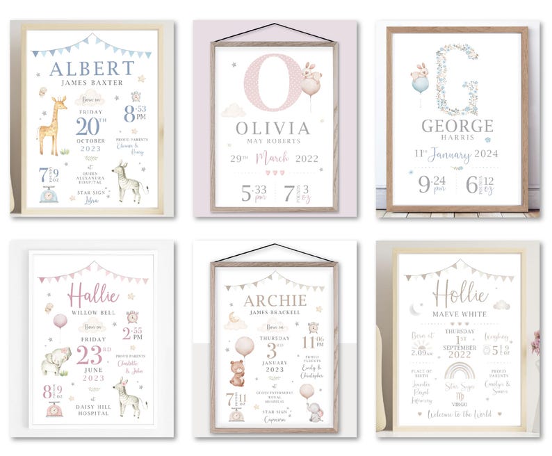 Personalised Birth Details Print | New Baby Gift | Custom Baby Keepsake ...