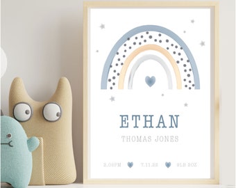 Personalized New Baby Print | Rainbow Nursery Decor (PDF Available)