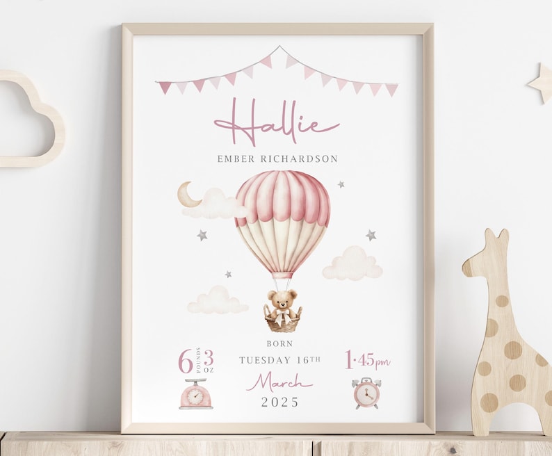 New Baby Boy Girl Personalised Gift | Birth Details Print | Newborn ...