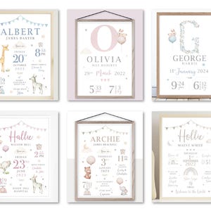 Personalised Teddy Bear Birth Print: New Baby Keepsake, Neutral Nursery Decor (Digital PDF Option Available) image 10