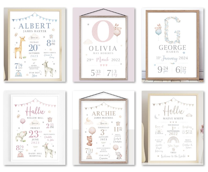 Personalised Teddy Bear Birth Print: New Baby Keepsake, Neutral Nursery Decor (Digital PDF Option Available) image 10