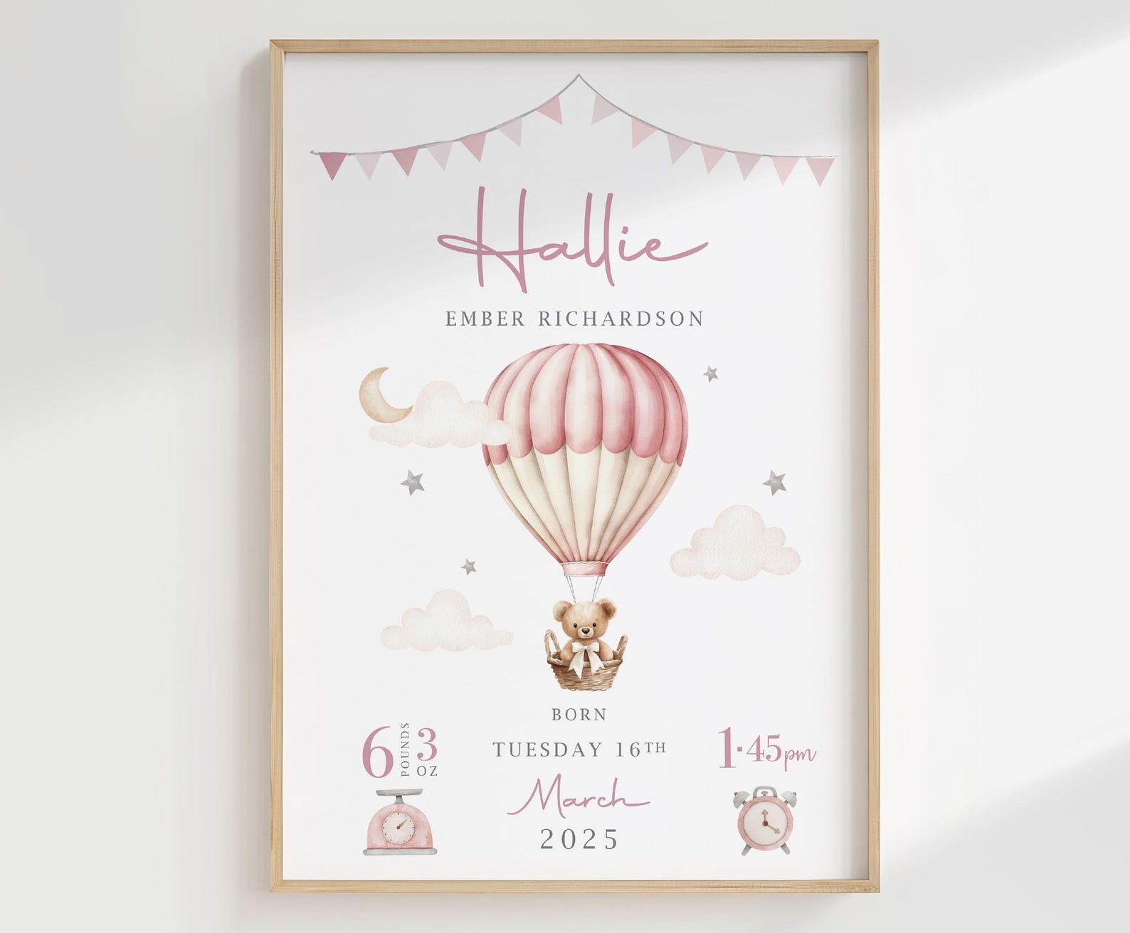 New Baby Boy Girl Personalised Gift | Birth Details Print | Newborn ...