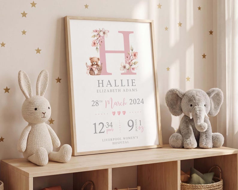Personalised Birth Details Print | New Baby Gift | Custom Baby Keepsake ...