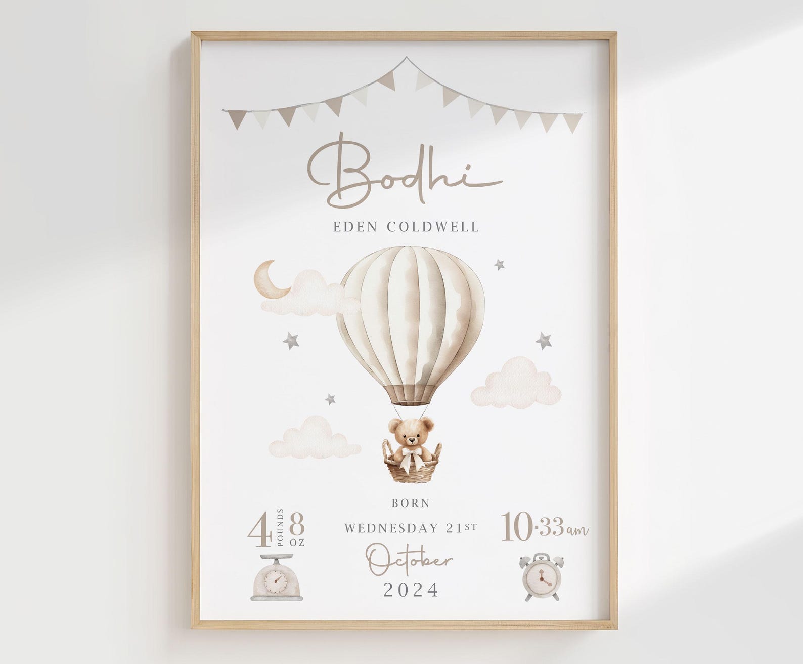 New Baby Boy Girl Personalised Gift | Birth Details Print | Newborn ...