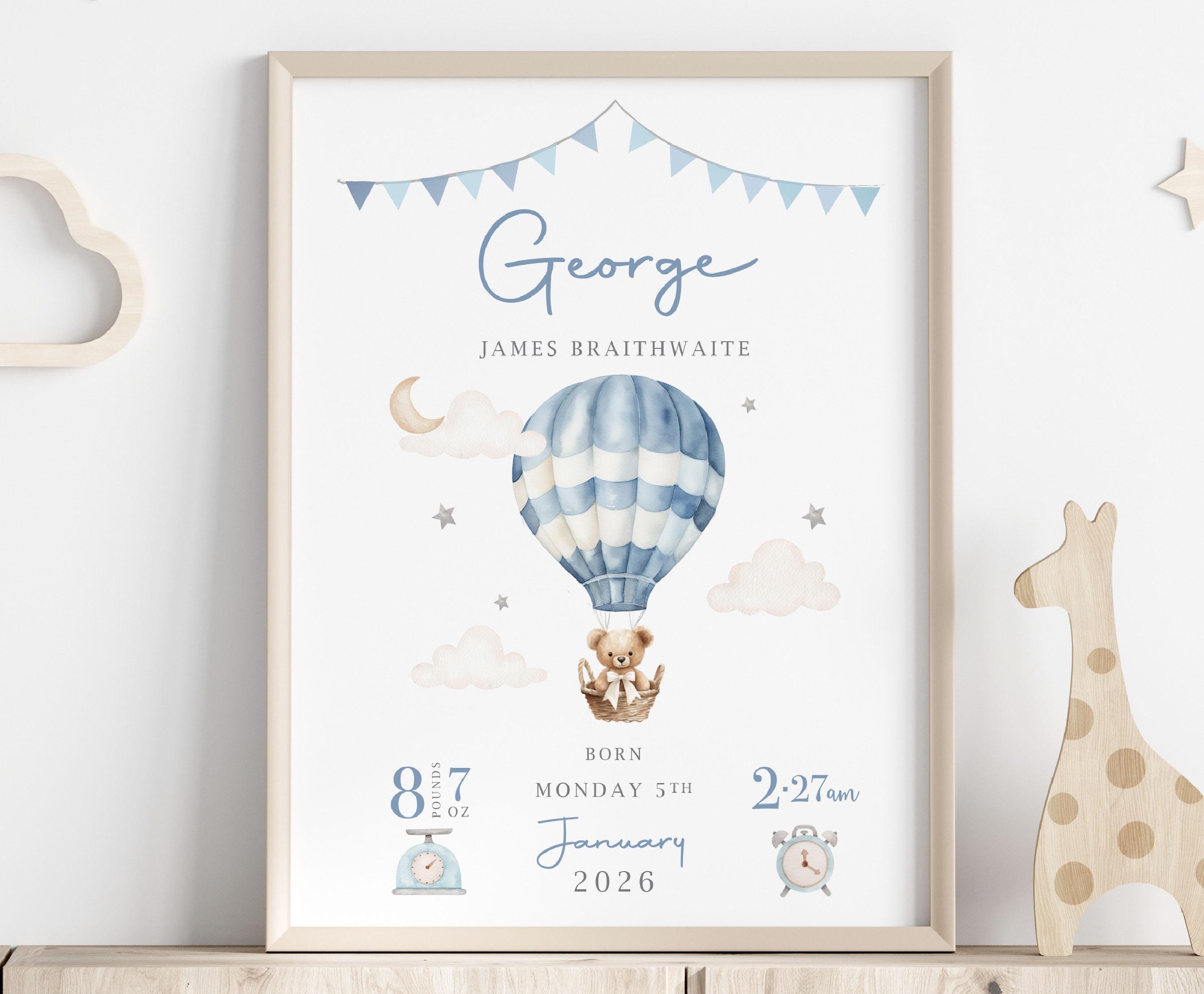 New Baby Boy Girl Personalised Gift | Birth Details Print | Newborn ...