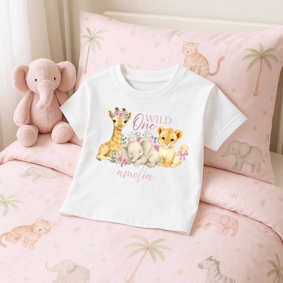 Wild One Safari Animals Birthday T Shirt Personalised Keepsake - Etsy